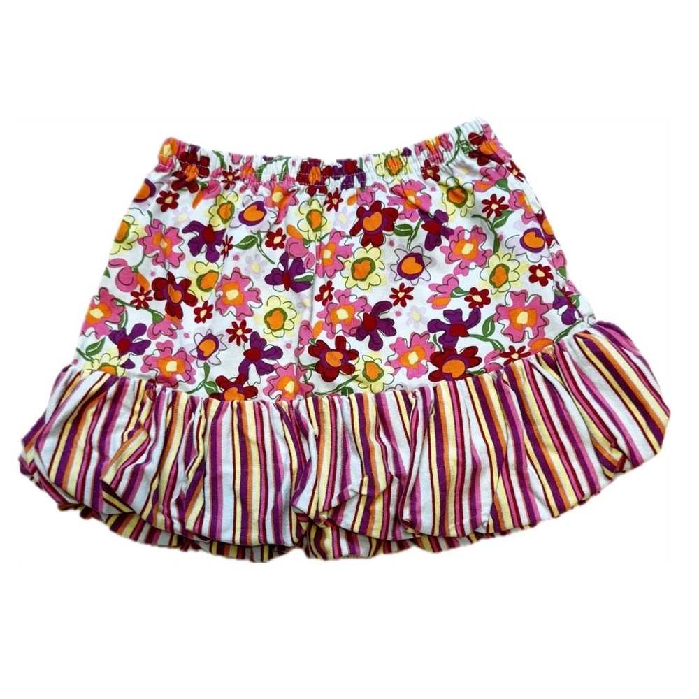 Hanna Andersson Multicolor Floral and Striped Bubble Skirt Size 90 (3T)